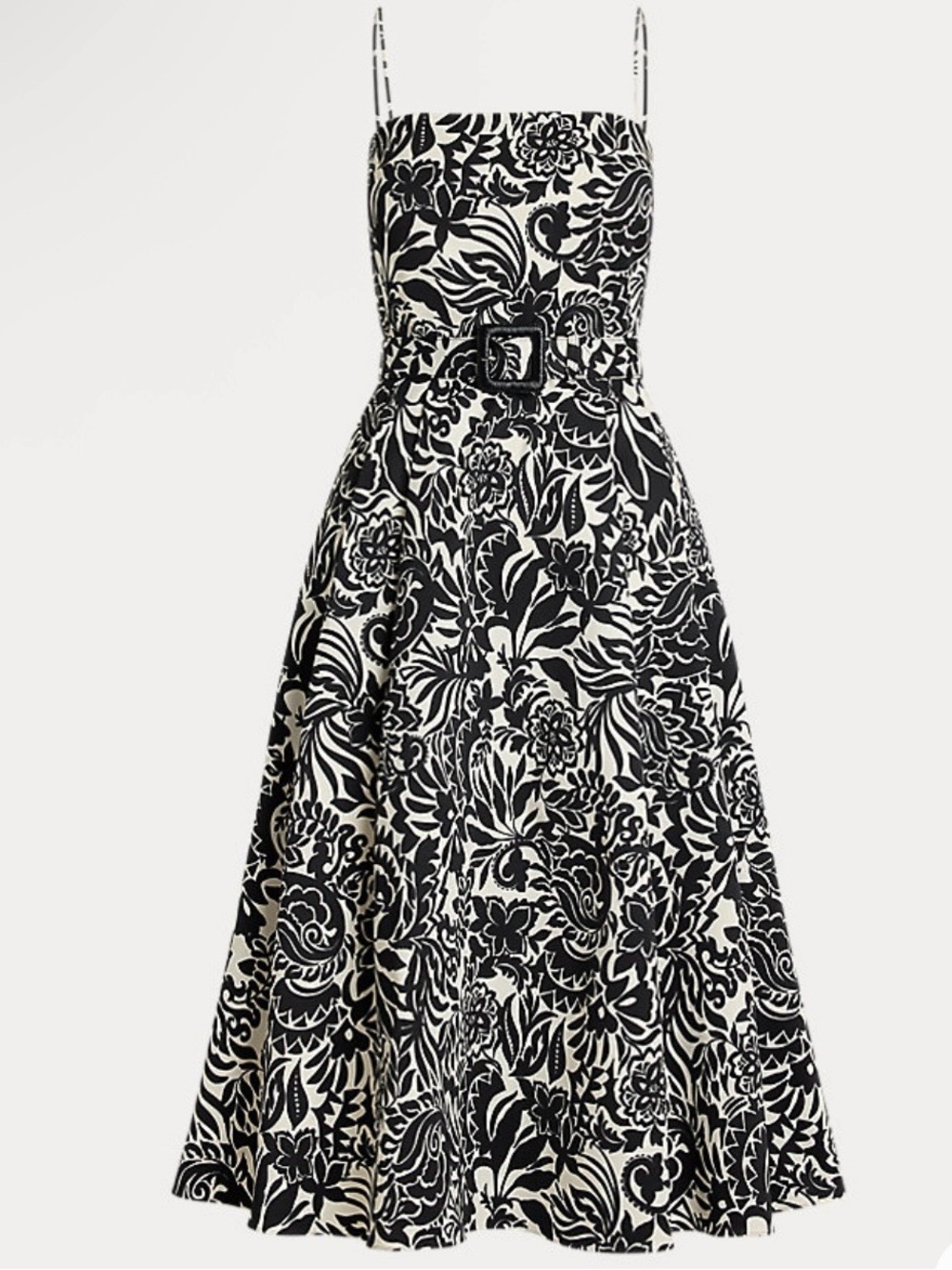 Lauren Ralph Lauren Black & White Floral Midi Dress NWT